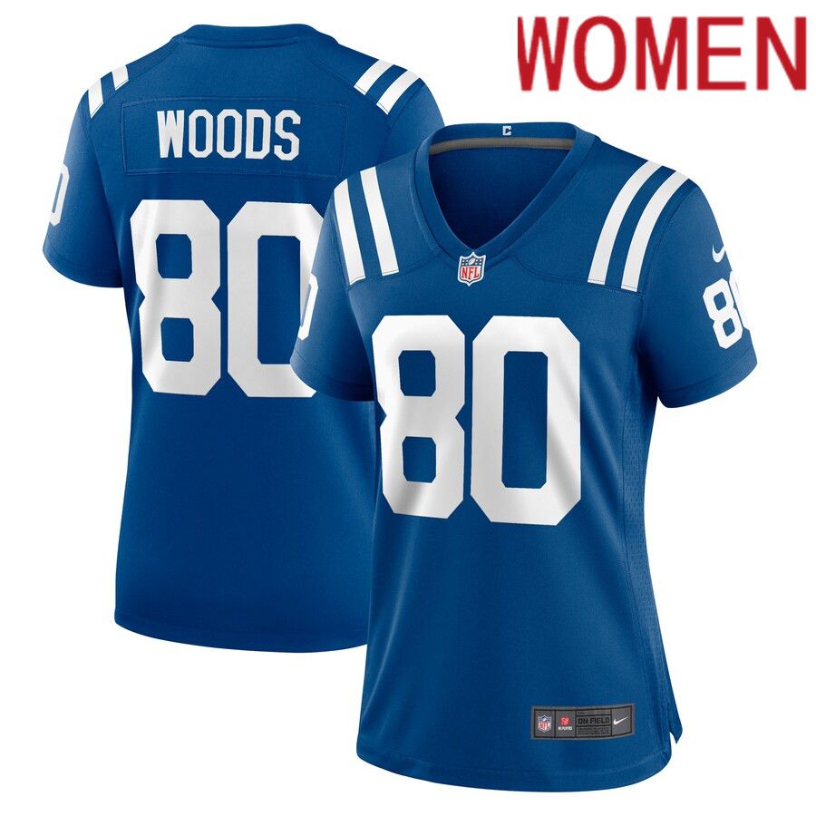 Women Indianapolis Colts #80 Jelani Woods Nike Royal Player Game NFL Jersey